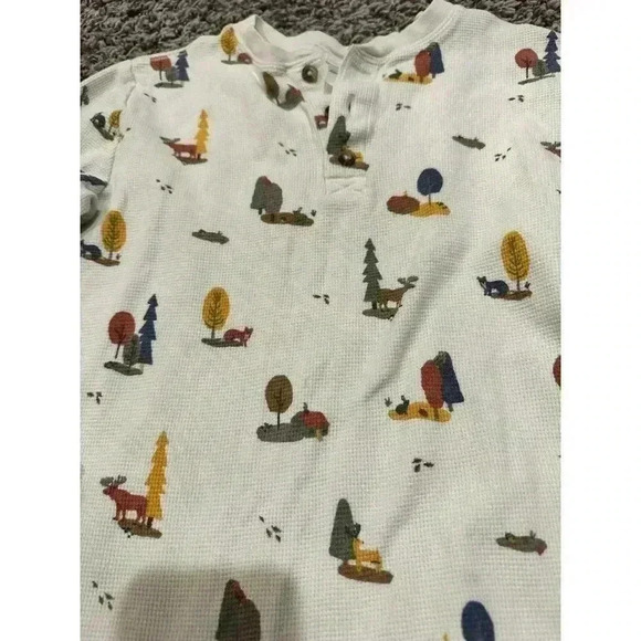 Hanna Andersson Thermal Henley Nature Woods Shirt Size 120 - Picture 3 of 6